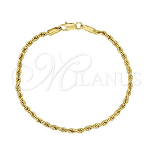 Oro Laminado Basic Bracelet, Gold Filled Style Rope Design, Polished, Golden Finish, 5.222.035.08 (03 MM Thickness, 8 Inches Length)