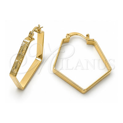 Oro Laminado Medium Hoop, Gold Filled Style Diamond Cutting Finish, Golden Finish, 02.63.1112
