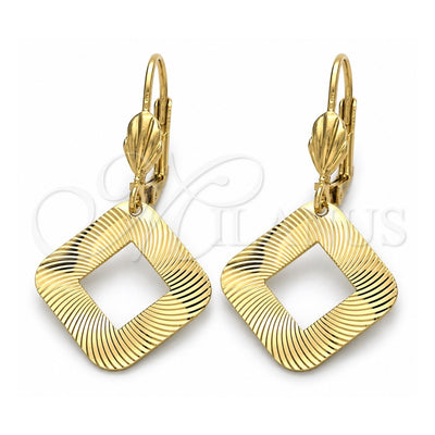 Oro Laminado Dangle Earring, Gold Filled Style Hollow Design, Polished, Golden Finish, 5.068.011
