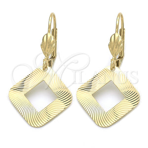 Oro Laminado Dangle Earring, Gold Filled Style Hollow Design, Polished, Golden Finish, 5.068.011