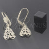 Oro Laminado Dangle Earring, Gold Filled Style Leaf Design, Diamond Cutting Finish, Golden Finish, 5.076.007