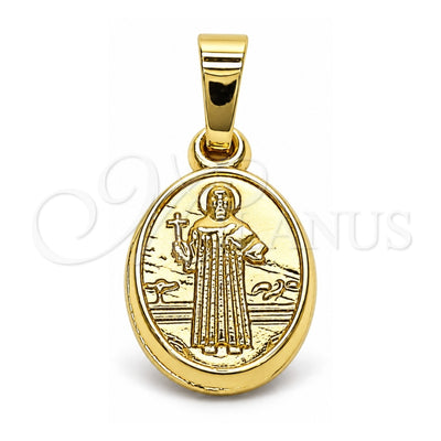 Oro Laminado Religious Pendant, Gold Filled Style San Benito Design, Polished, Golden Finish, 5.199.038