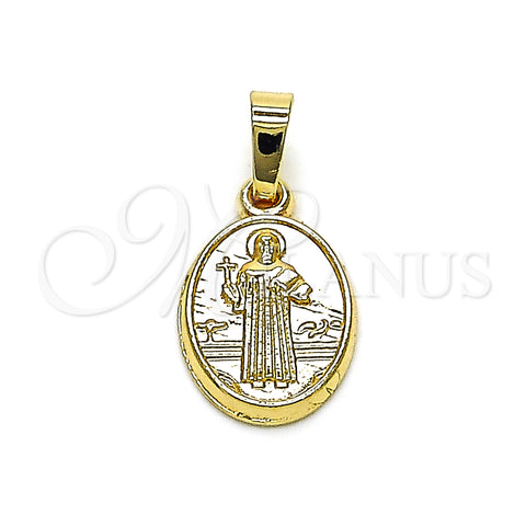 Oro Laminado Religious Pendant, Gold Filled Style San Benito Design, Polished, Golden Finish, 5.199.038