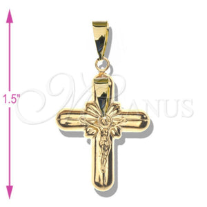 Oro Laminado Religious Pendant, Gold Filled Style Buffalo Design, Polished, Golden Finish, 05.32.0025