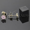 Oro Laminado Stud Earring, Gold Filled Style Flower Design, Enamel Finish, Golden Finish, 5.126.058 *PROMO*