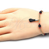 Oro Laminado Fancy Bracelet, Gold Filled Style Figa Hand Design, with Black Azavache, Red Resin Finish, Golden Finish, 5.039.008.07
