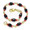 Oro Laminado Fancy Bracelet, Gold Filled Style with Black Crystal, Polished, Golden Finish, 5.039.007.08 (05 MM Thickness, 8 Inches Length)