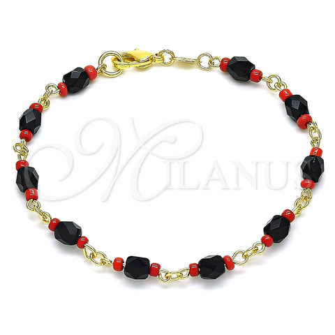 Oro Laminado Fancy Bracelet, Gold Filled Style with Black Crystal, Polished, Golden Finish, 5.039.007.08 (05 MM Thickness, 8 Inches Length)