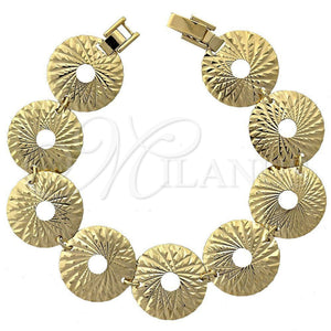 Oro Laminado Fancy Bracelet, Gold Filled Style Diamond Cutting Finish, Golden Finish, 5.018.006 (20 MM Thickness, 8 Inches Length)