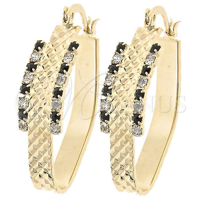 Oro Laminado Medium Hoop, Gold Filled Style with Multicolor Cubic Zirconia, Diamond Cutting Finish, Golden for wholesale, main product view