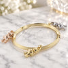 Oro Laminado Individual Bangle, Gold Filled Style Bee Design, Diamond Cutting Finish, Tricolor, 07.63.0051 (03 MM Thickness, Size 4 (2.25 Diameter))