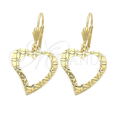 Oro Laminado Dangle Earring, Gold Filled Style Heart Design, Polished, Golden Finish, 02.63.1156 for wholesale, main product view