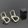 Oro Laminado Dangle Earring, Gold Filled Style Heart Design, Polished, Golden Finish, 02.63.1165