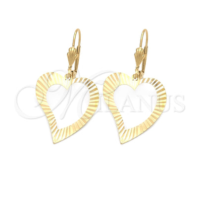 Oro Laminado Dangle Earring, Gold Filled Style Heart Design, Polished, Golden Finish, 02.63.1165 for wholesale, main product view