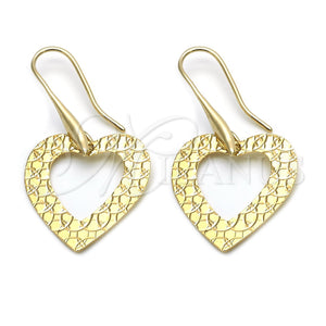 Oro Laminado Dangle Earring, Gold Filled Style Heart Design, Polished, Golden Finish, 02.63.1178