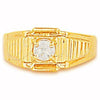 Oro Laminado Mens Ring, Gold Filled Style with White Cubic Zirconia, Diamond Cutting Finish, Golden Finish, 5.178.031.06 (Size 6)