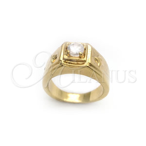 Oro Laminado Mens Ring, Gold Filled Style with White Cubic Zirconia, Polished, Golden Finish, 5.175.027.06 (Size 6)
