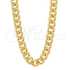 Oro Laminado Basic Necklace, Gold Filled Style Miami Cuban Design, Polished, Golden Finish, 5.223.010.28 (230 Gauge, 09 MM Thickness, 28 Inches Length)