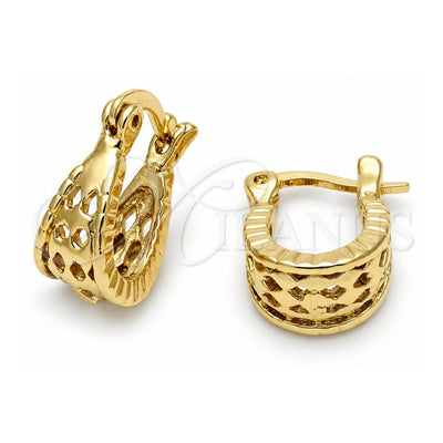 Oro Laminado Small Hoop, Gold Filled Style Filigree Design, Polished, Golden Finish, 5.153.050