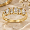 Oro Laminado Multi Stone Ring, Gold Filled Style with White Cubic Zirconia, Polished, Golden Finish, 5.165.030.06 (Size 6)