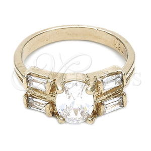 Oro Laminado Elegant Ring, Gold Filled Style with White Cubic Zirconia, Polished, Golden Finish, 5.166.008.06 (Size 6)