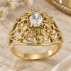 Oro Laminado Multi Stone Ring, Gold Filled Style with White Cubic Zirconia, Diamond Cutting Finish, Golden Finish, 5.165.010.06 (Size 6)
