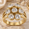 Oro Laminado Multi Stone Ring, Gold Filled Style Flower Design, with White Cubic Zirconia, Polished, Golden Finish, 5.171.025.07 (Size 7)