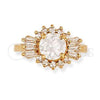 Oro Laminado Multi Stone Ring, Gold Filled Style Baguette and Cluster Design, with White Cubic Zirconia, Polished, Golden Finish, 5.170.021.07 (Size 7)