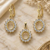 Oro Laminado Earring and Pendant Adult Set, Gold Filled Style with White Cubic Zirconia, Polished, Golden Finish, 10.63.0319