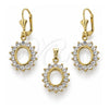Oro Laminado Earring and Pendant Adult Set, Gold Filled Style with White Cubic Zirconia, Polished, Golden Finish, 10.63.0319