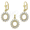 Oro Laminado Earring and Pendant Adult Set, Gold Filled Style with White Cubic Zirconia, Polished, Golden Finish, 10.63.0319