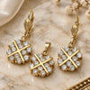 Oro Laminado Earring and Pendant Adult Set, Gold Filled Style with White Cubic Zirconia, Polished, Golden Finish, 10.63.0320