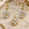 Oro Laminado Earring and Pendant Adult Set, Gold Filled Style with White Cubic Zirconia, Polished, Golden Finish, 10.63.0322