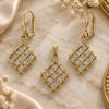 Oro Laminado Earring and Pendant Adult Set, Gold Filled Style with White Cubic Zirconia, Polished, Golden Finish, 10.63.0323