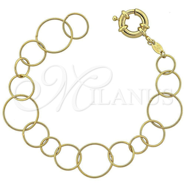 Oro Laminado Fancy Bracelet, Gold Filled Style Polished, Golden Finish, 5.225.002.08 (18 MM Thickness, 8 Inches Length)