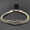 Oro Laminado Fancy Bracelet, Gold Filled Style with Black and White Cubic Zirconia, Polished, Golden Finish, 012.003.07 (08 MM Thickness, 7 Inches Length)