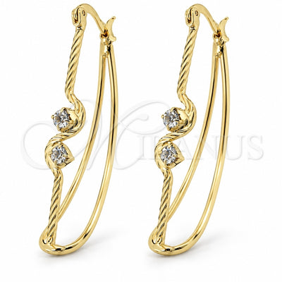 Oro Laminado Medium Hoop, Gold Filled Style with White Cubic Zirconia, Diamond Cutting Finish, Golden Finish, 5.153.054
