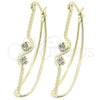 Oro Laminado Medium Hoop, Gold Filled Style with White Cubic Zirconia, Diamond Cutting Finish, Golden Finish, 5.153.054
