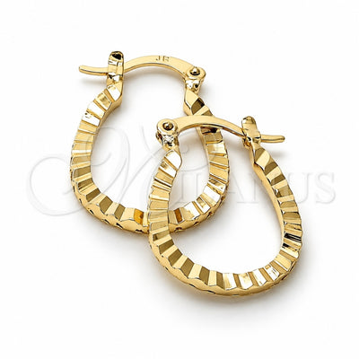 Oro Laminado Small Hoop, Gold Filled Style Diamond Cutting Finish, Golden Finish, 5.147.038