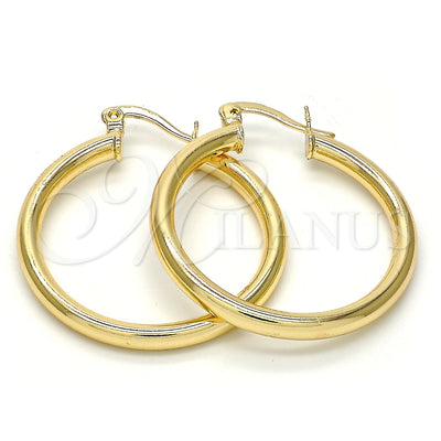 Oro Laminado Small Hoop, Gold Filled Style Hollow Design, Polished, Golden Finish, 5.134.025.25