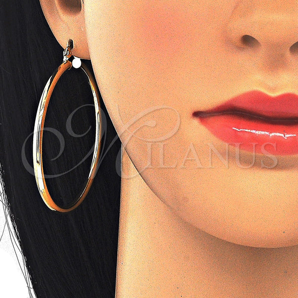 Oro Laminado Large Hoop, Gold Filled Style Hollow Design, Polished, Golden Finish, 5.134.020.50