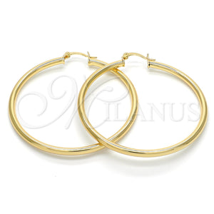 Oro Laminado Large Hoop, Gold Filled Style Hollow Design, Polished, Golden Finish, 5.134.020.50