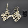 Oro Laminado Chandelier Earring, Gold Filled Style with White Cubic Zirconia, Polished, Golden Finish, 5.096.004