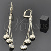 Oro Laminado Long Earring, Gold Filled Style with White Cubic Zirconia, Polished, Golden Finish, 5.080.002