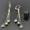 Oro Laminado Long Earring, Gold Filled Style Heart Design, with White Cubic Zirconia, Polished, Golden Finish, 5.111.011