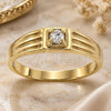 Oro Laminado Mens Ring, Gold Filled Style with White Cubic Zirconia, Diamond Cutting Finish, Golden Finish, 5.175.016.06 (Size 6)