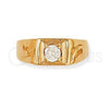 Oro Laminado Mens Ring, Gold Filled Style Solitaire Design, with White Cubic Zirconia, Polished, Golden Finish, 5.175.029.06 (Size 6)
