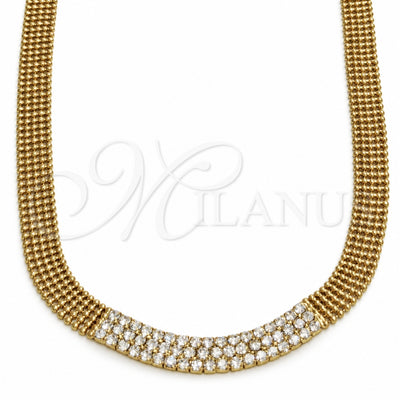Oro Laminado Fancy Necklace, Gold Filled Style with White Cubic Zirconia, Polished, Golden Finish, 012.001.18 for wholesale, main product view