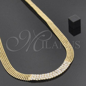 Oro Laminado Fancy Necklace, Gold Filled Style with White Cubic Zirconia, Polished, Golden Finish, 012.001.18 Necklace (18 Inches Length)