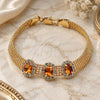 Oro Laminado Fancy Bracelet, Gold Filled Style Ball Design, with Light Olive and White Cubic Zirconia, Polished, Golden Finish, 5.021.007 (08 MM Thickness, 8 Inches Length)
